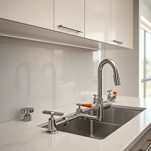 Perfectly installed stainless steel kitchen plumbing with sleek fixtures in a modern Bloomingdale IL kitchen