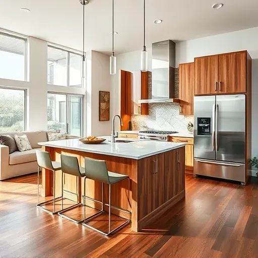 Modern Lake Zurich kitchen remodel with sleek stainless steel appliances, rich cabinetry, quartz counters, and elegant decor.