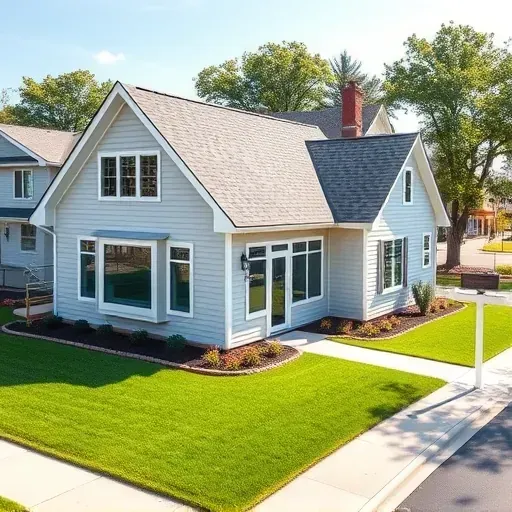 Beautiful modern home addition in Bloomingdale Illinois showing sleek siding lush landscaping and harmonious blend with original house