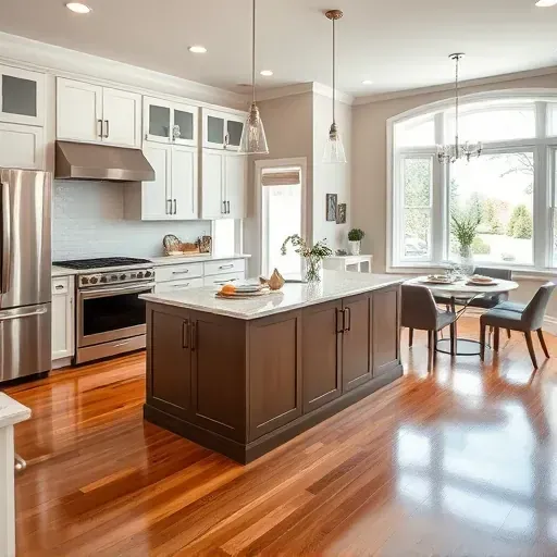 Modern kitchen remodel in Oak Brook IL with stainless steel appliances, quartz countertops, and elegant decor.