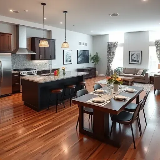 Modern Naperville kitchen remodeling with granite countertops, espresso cabinets, and cozy dining area set for meals.