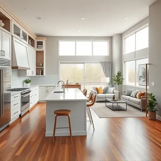 Modern kitchen remodel in Des Plaines IL features sleek cabinetry, white granite countertops, and elegant decor accents.