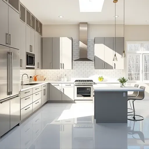 Remodeled Bloomingdale kitchen with modern cabinetry, quartz island, stainless appliances, and natural light accents.
