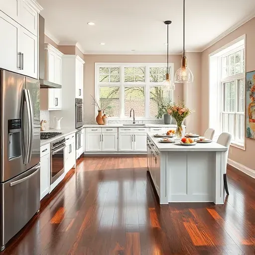 Bright modern kitchen in Arlington Heights featuring sleek appliances, quartz countertops, and spacious island with natural light.