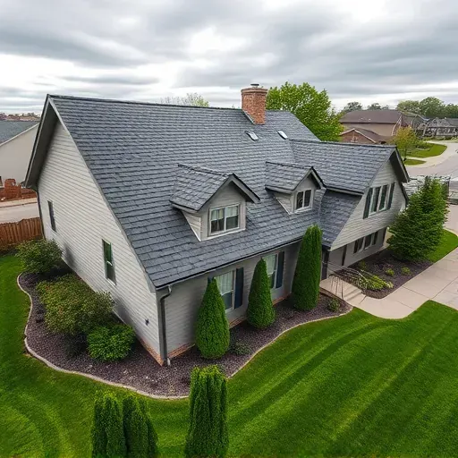 Newly completed asphalt shingle roofing in Bloomingdale Illinois showcasing craftsmanship, modern siding, landscaped yard, and neighborhood setting