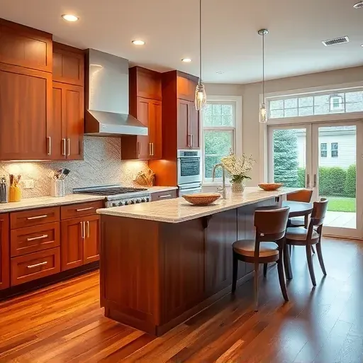 Beautifully remodeled kitchen in Naperville IL with modern cabinetry, granite countertops, and elegant decor features.