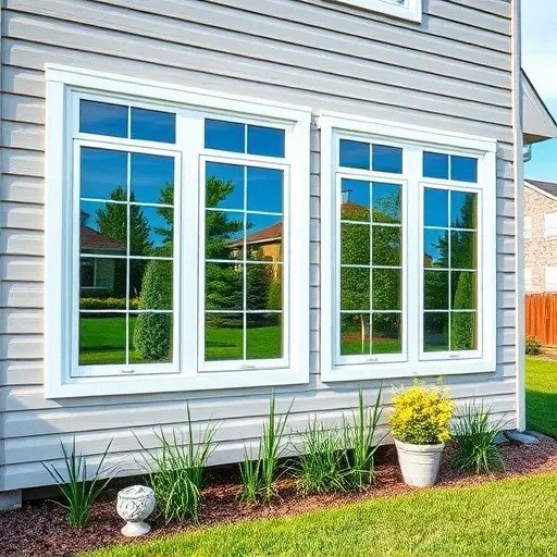 Photo of a completed double-pane window installation on a modern home in Bloomingdale Illinois with lush greenery and clear sky