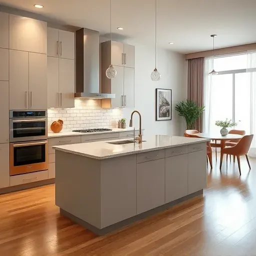 Modern kitchen remodel in Bloomingdale IL with sleek cabinetry, spacious granite island, and elegant subway tile backsplash.