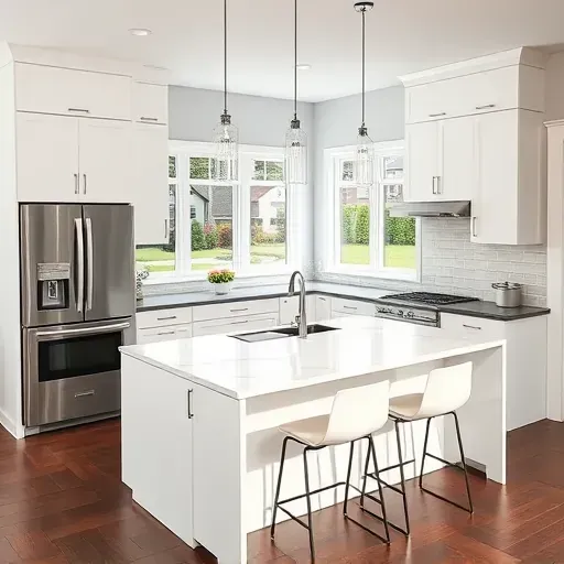 Professionally remodeled kitchen in Naperville with modern cabinetry, quartz counters, stainless appliances, and elegant lighting.