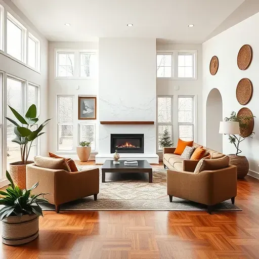 Modern living room remodel in Wilmette IL featuring elegant design and natural lighting with stylish furniture and decor.