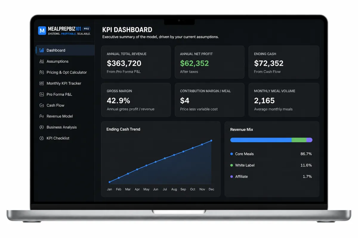 Meal Prep Business Pro-Forma Tool