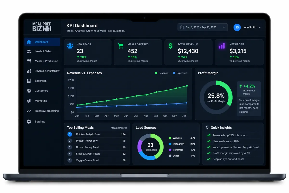 Meal Prep KPI Dashboard