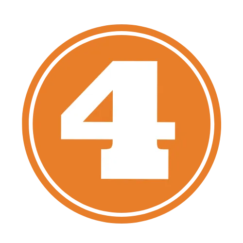 Icon of a number 4 in white on an orange circular background