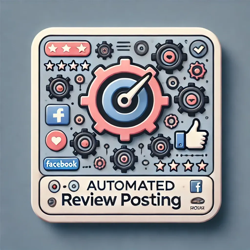 Image depicting the 'Automated Review Posting' feature in SocialScale Pro, showing customer reviews being automatically posted on platforms like Google and Facebook. The design emphasizes positive feedback, trust-building, and attracting more customers through automated review sharing.