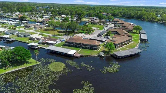 Aerial view of Astor, Florida, where blown-in insulation helps improve home comfort and energy efficiency