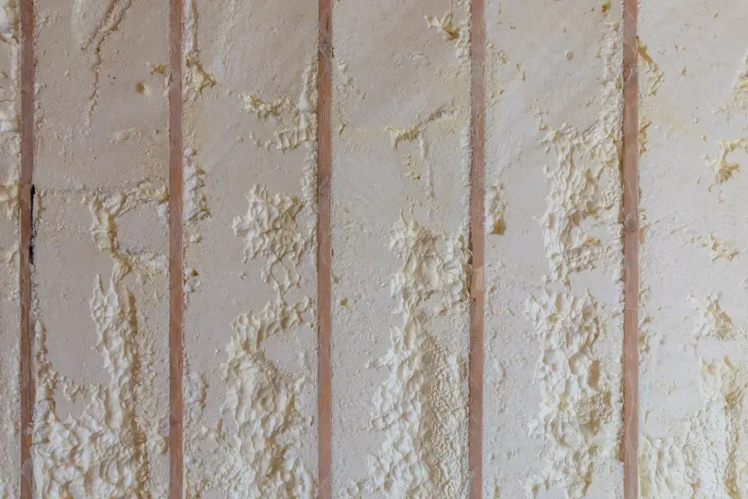 Blown-in insulation packed between ceiling joists to block moisture and prevent mold in Astor, Florida home
