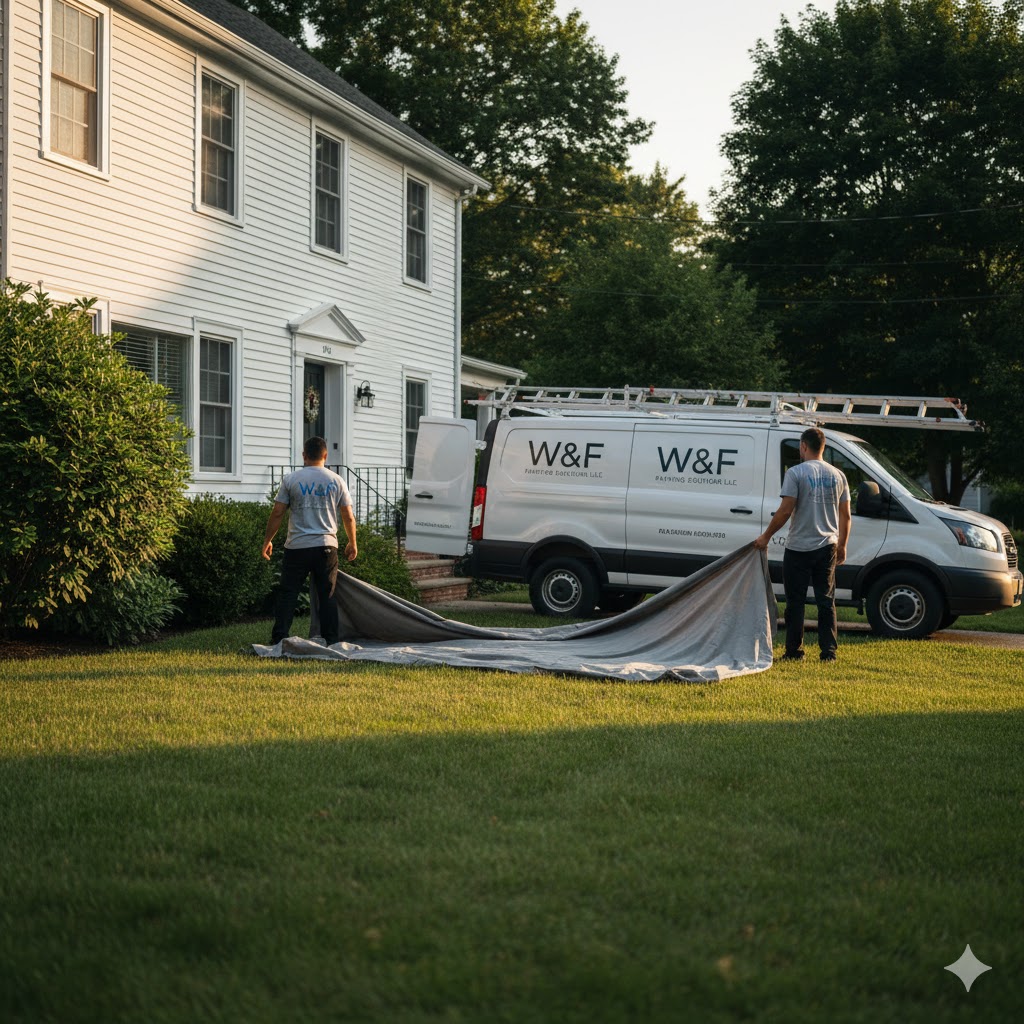 Exterior house painting project on a multi family home in Watertown MA