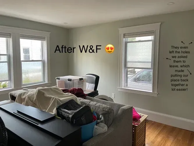 Professional interior house painting and wall restoration in Waltham, MA by W&F Painting Solutions.
