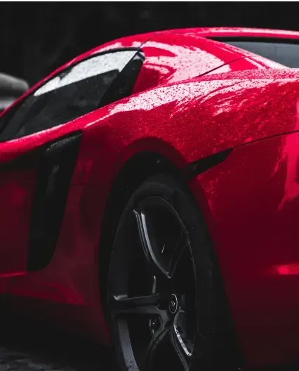 A shiny red car 