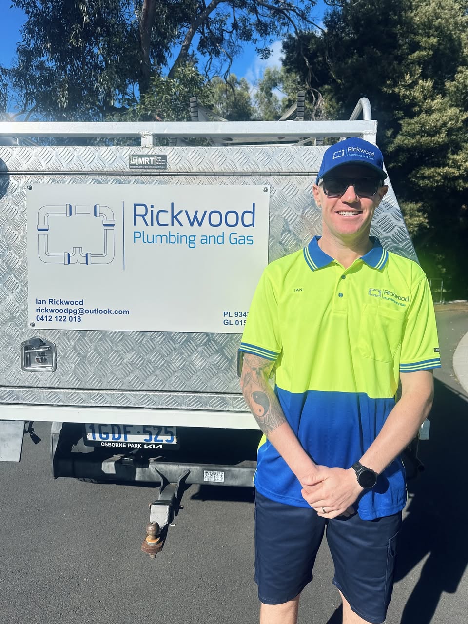 a man in a blue shirt