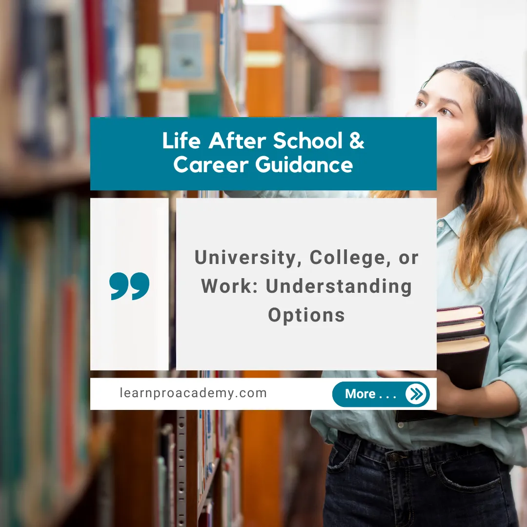 Life After School & Career Guidance: University, College, or Work: Understanding Options