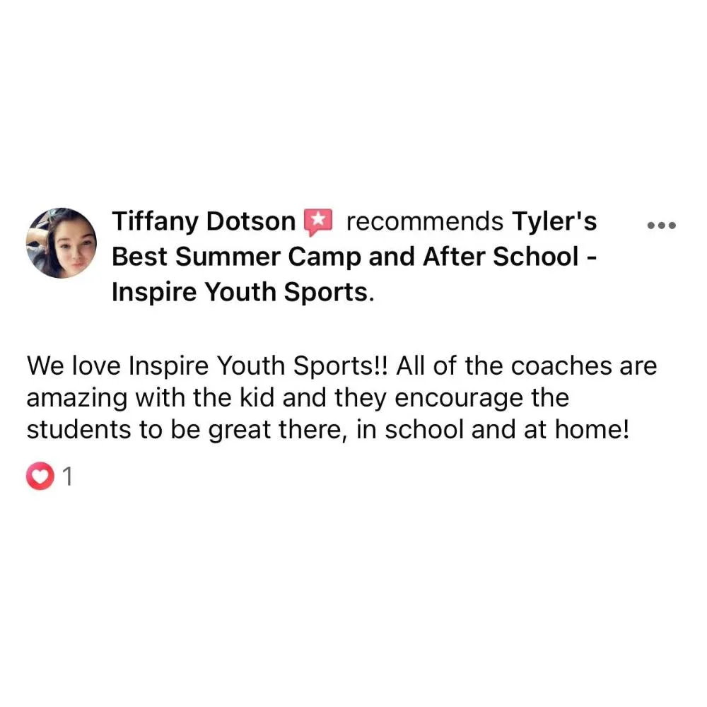 5 Star Review For Inspire Youth Sports Tyler