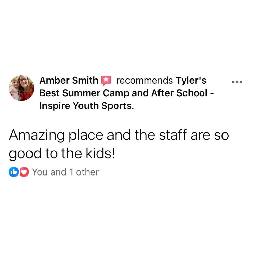 5 Star Review For Inspire Youth Sports Tyler