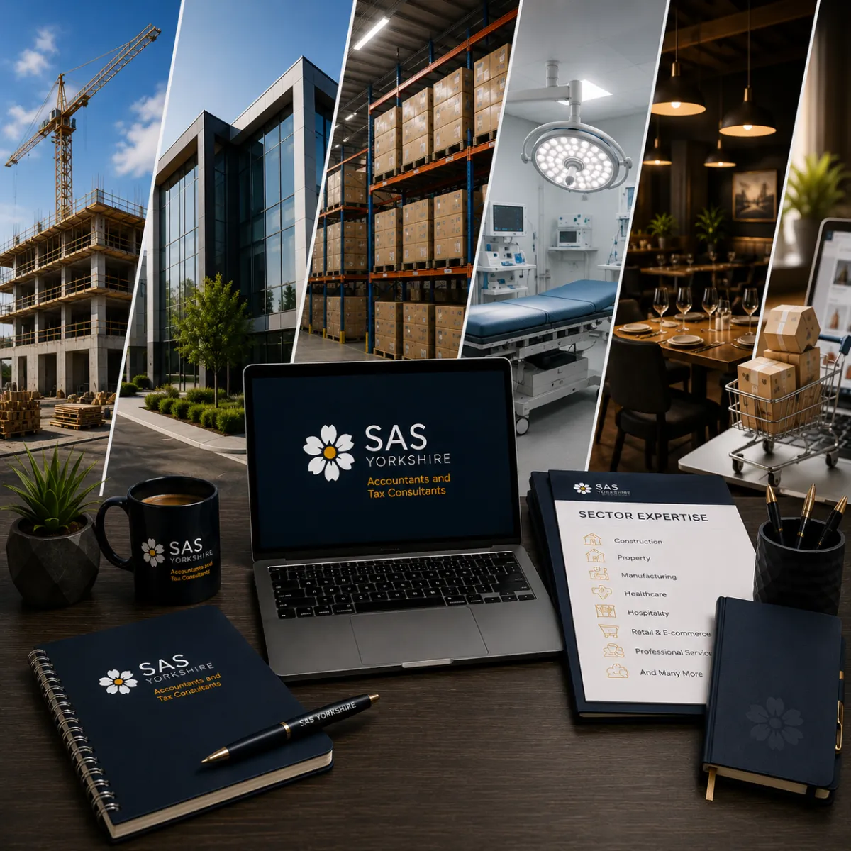 Professional business collage representing multiple industries