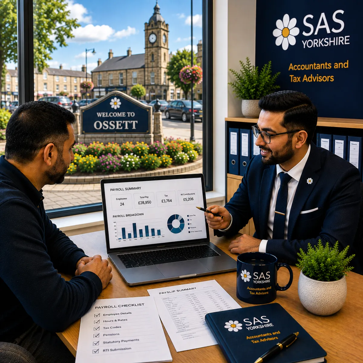 Professional payroll team in an office setting