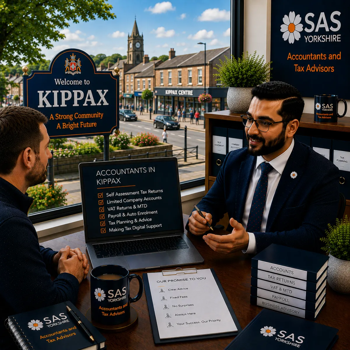 Accountants office and town scenery in Kippax Leeds