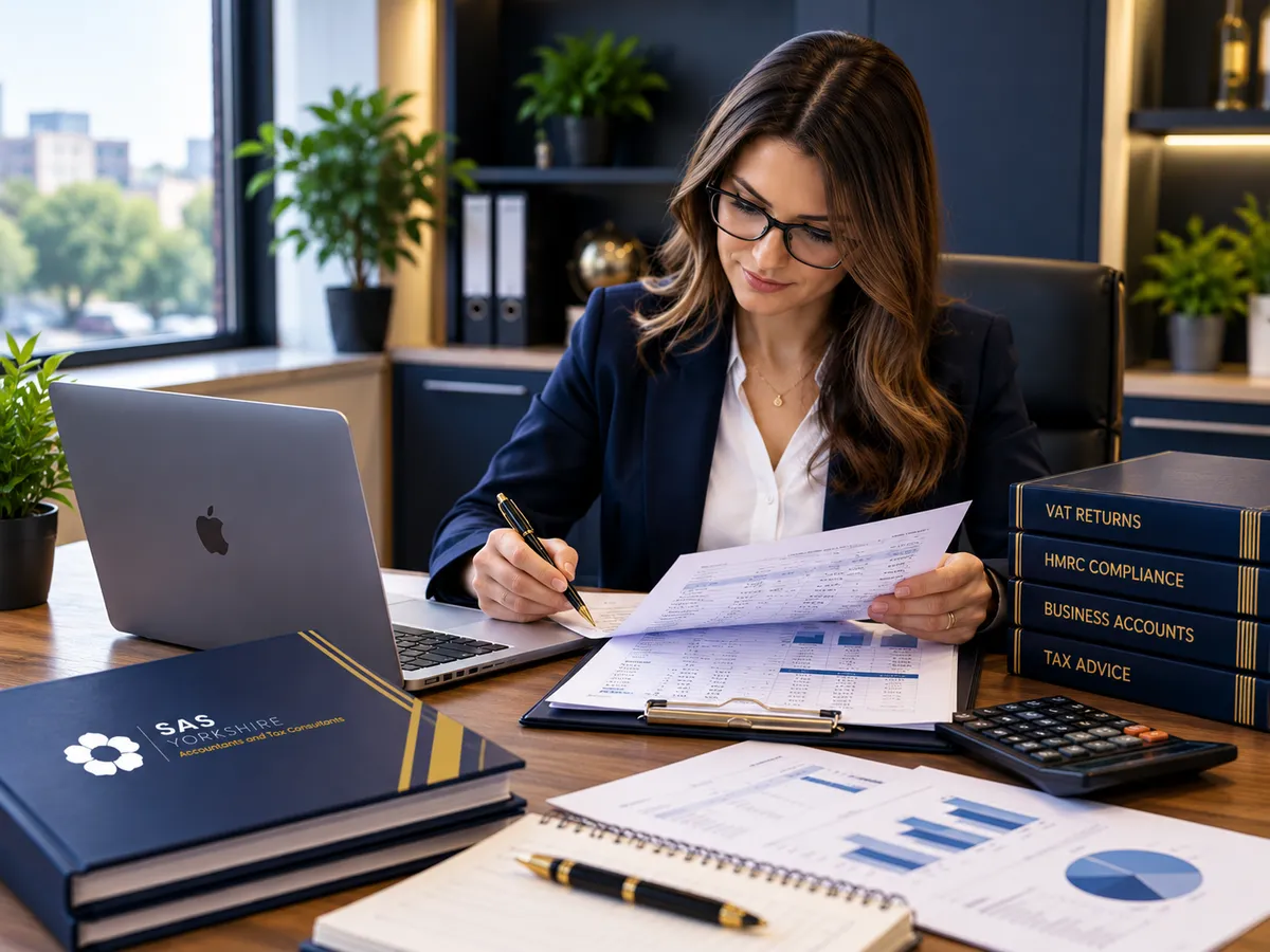 Professional accountant organising UK VAT paperwork and digital submission for Liversedge business