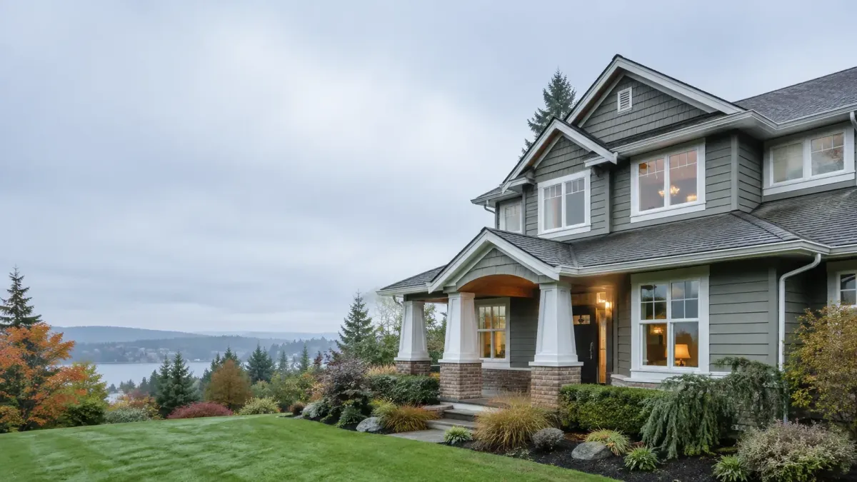 Single-story Renton WA home with attached garage, broad roofline, landscaped yard, and energy-efficient residential design.