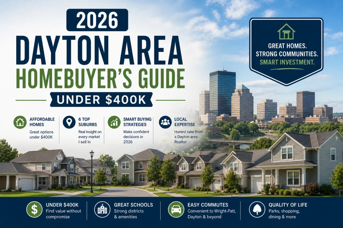 Homes under 400K for sale in Dayton Ohio metro area 2026 buyer's guide