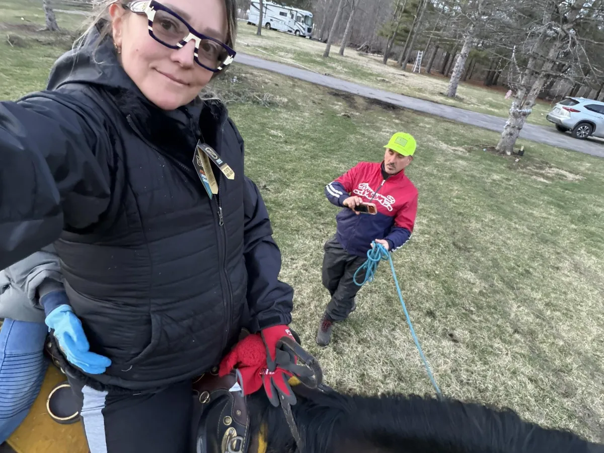Selfie of horseback riding.