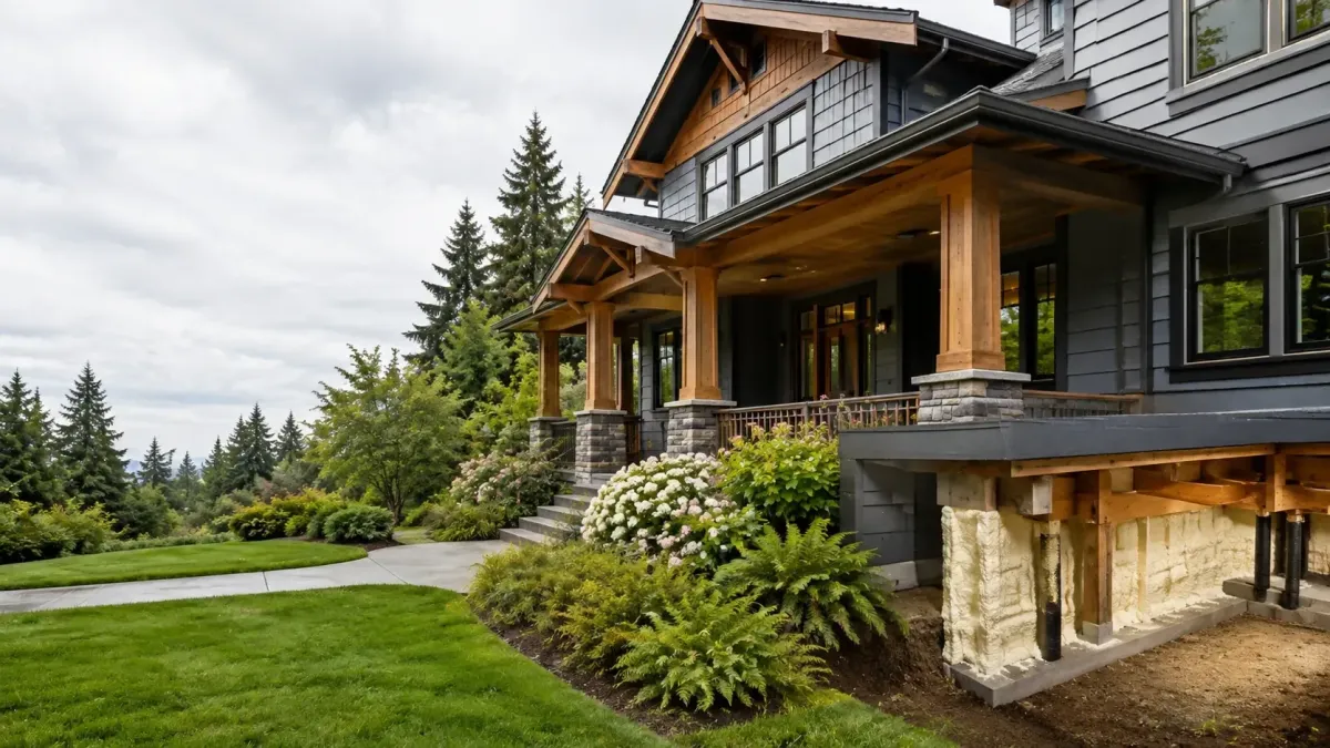 Kent WA ranch-style home showing spray foam insulation in roof, wall, and foundation assemblies for improved energy efficiency.