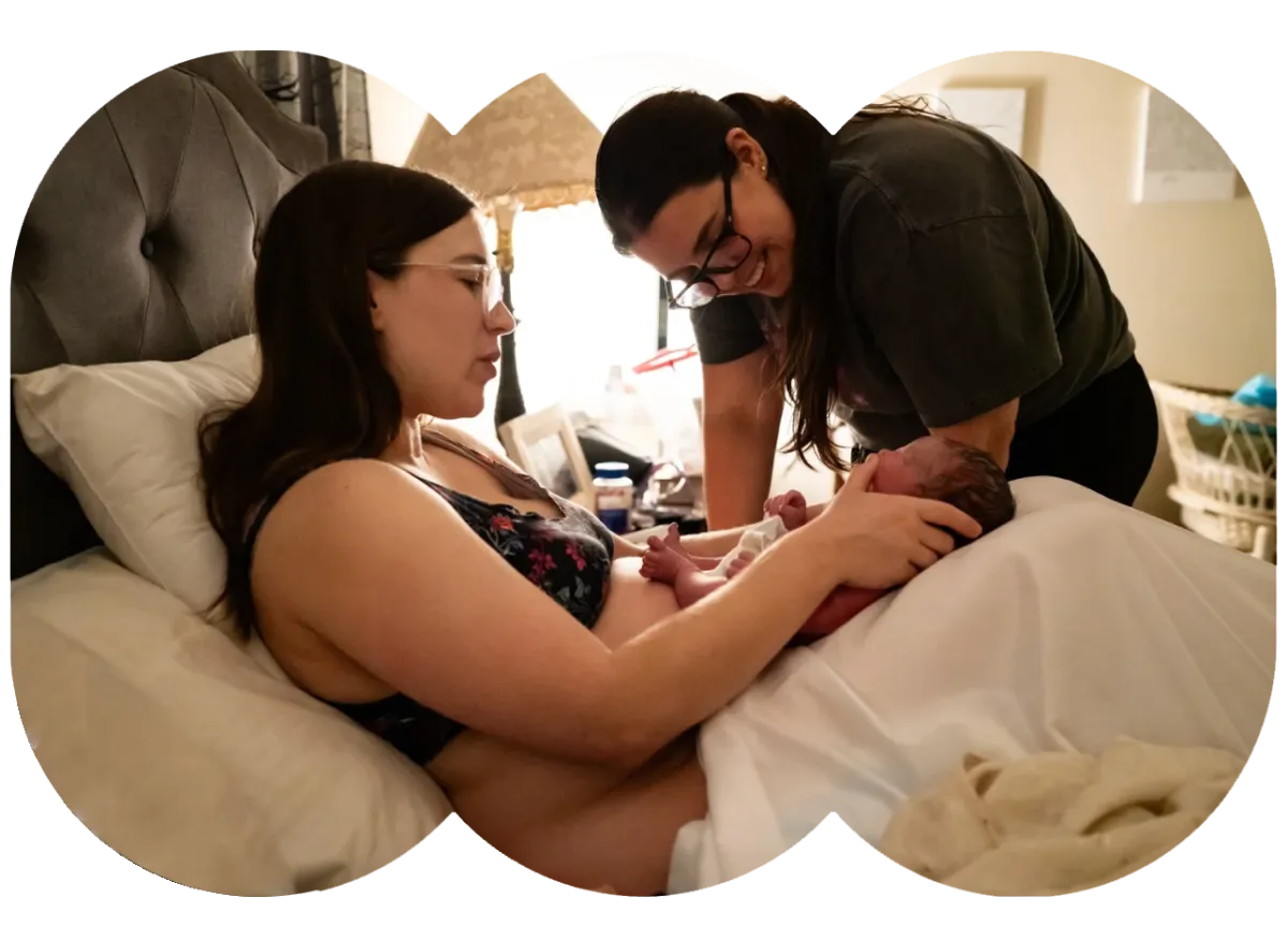 Documentary style black and white birth photography