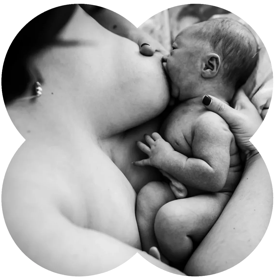 Documentary style black and white birth photography