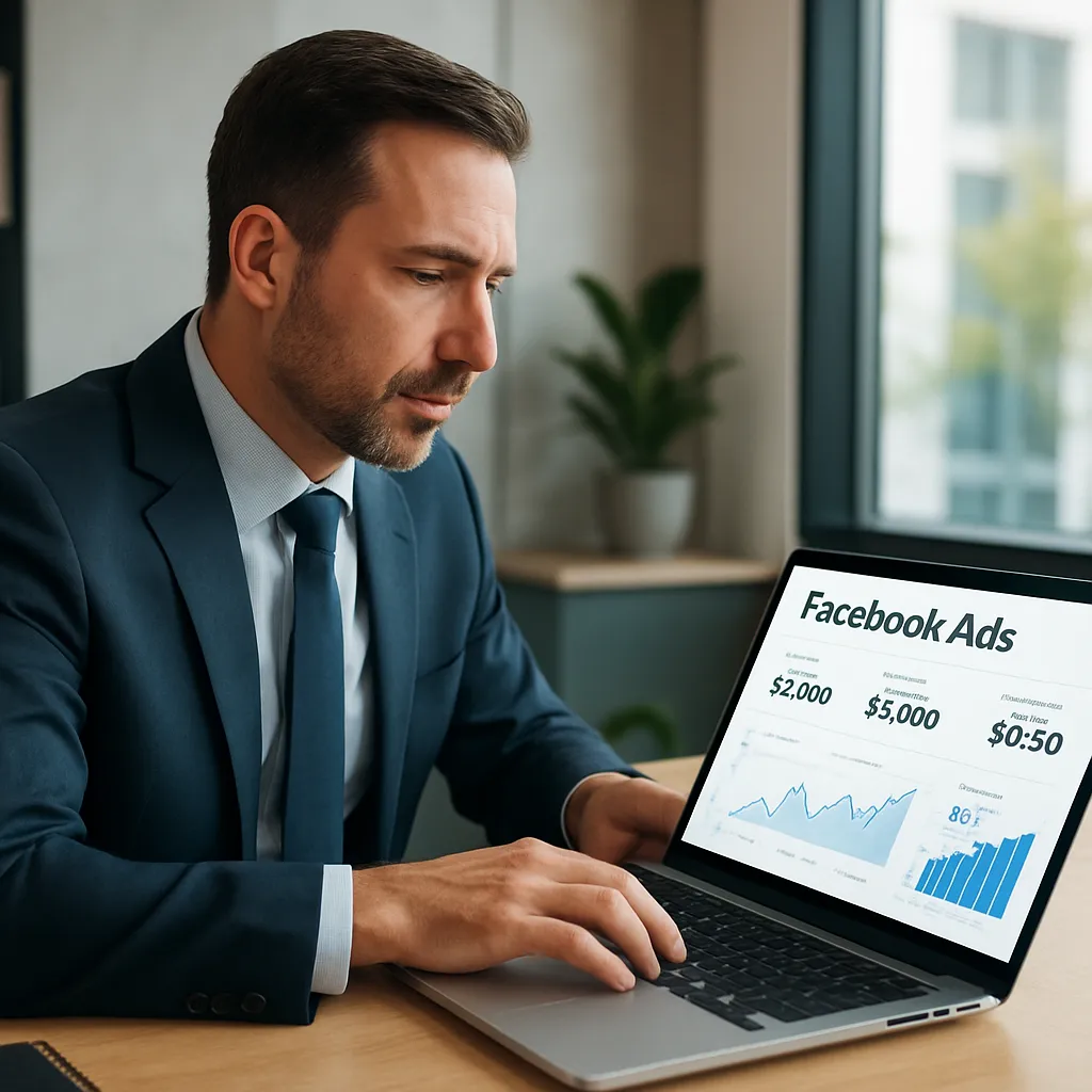 Macon business owner analyzing social media ad results and ROI