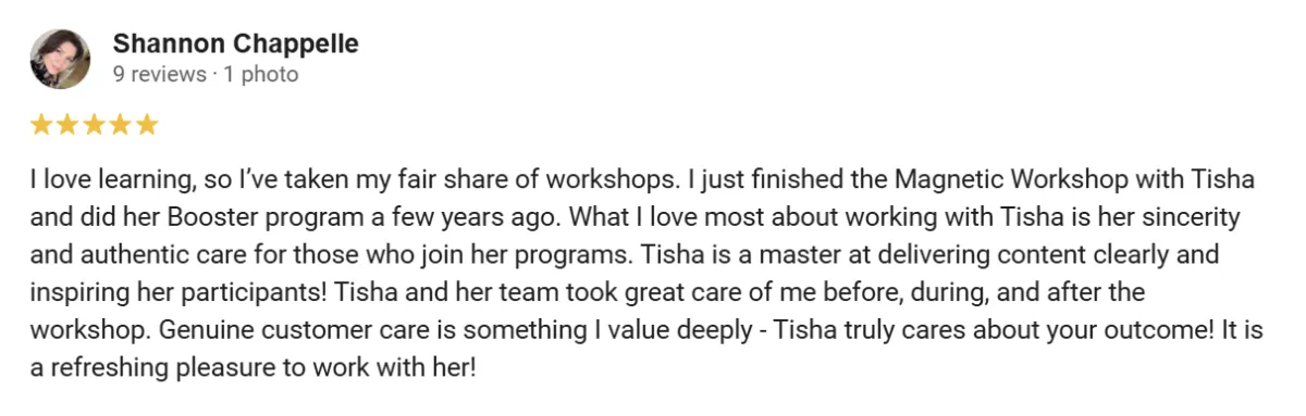 Google review from Shannon Chappelle
