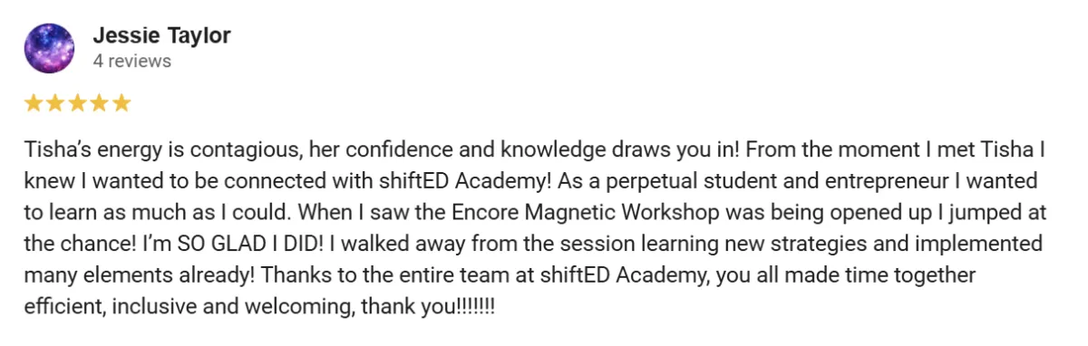 Google review from  Jessie Taylor