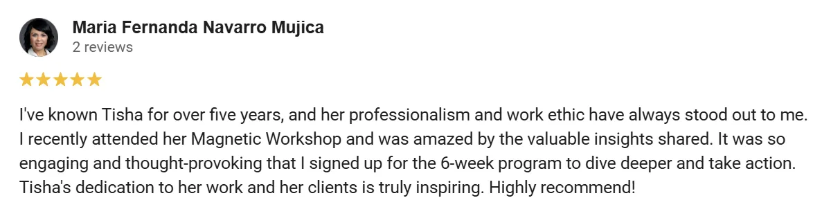 Google review from Maria Fernanda Navarro Mujica