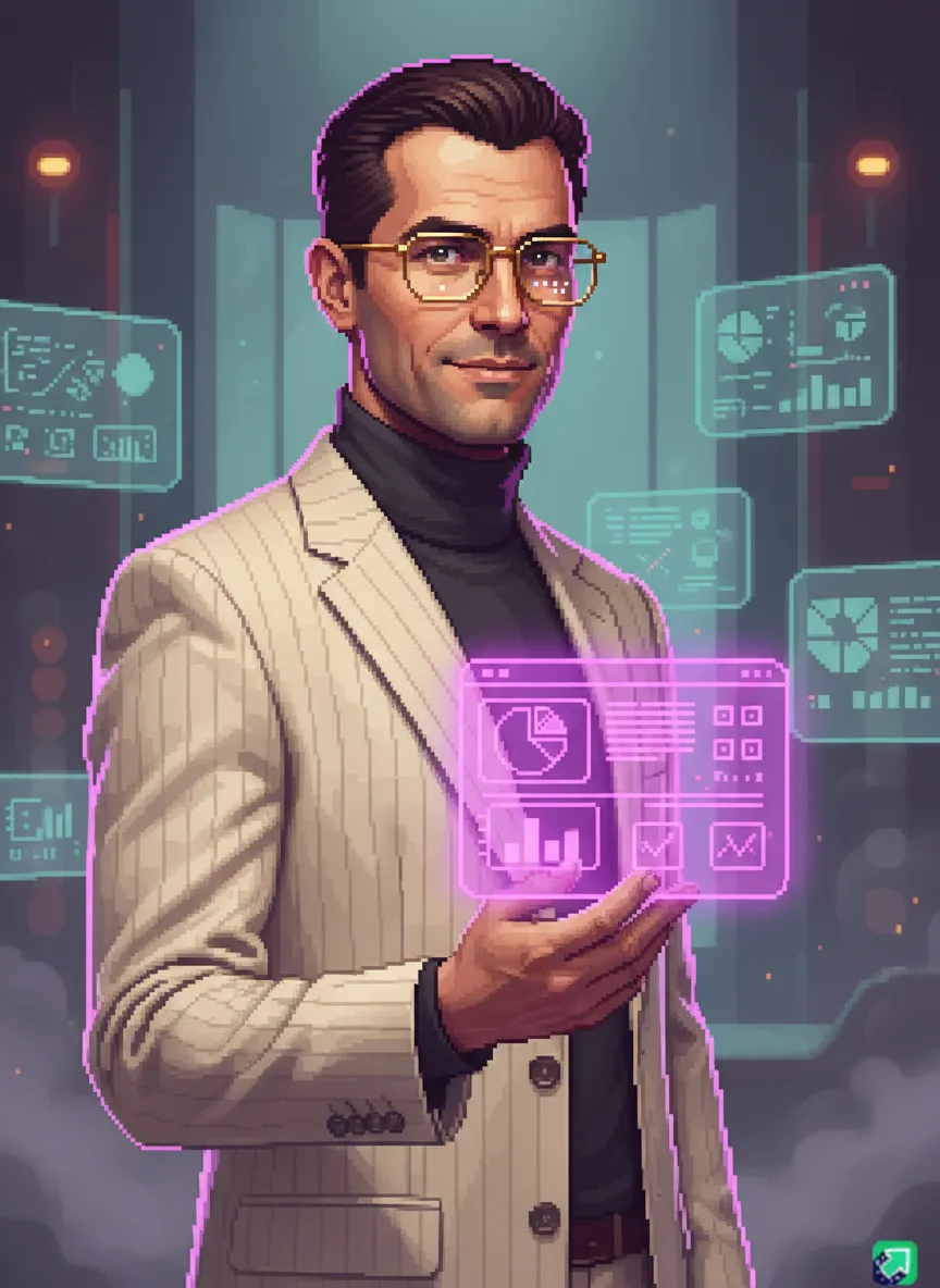 Pixel art d'une réunion secrète d'agents IA