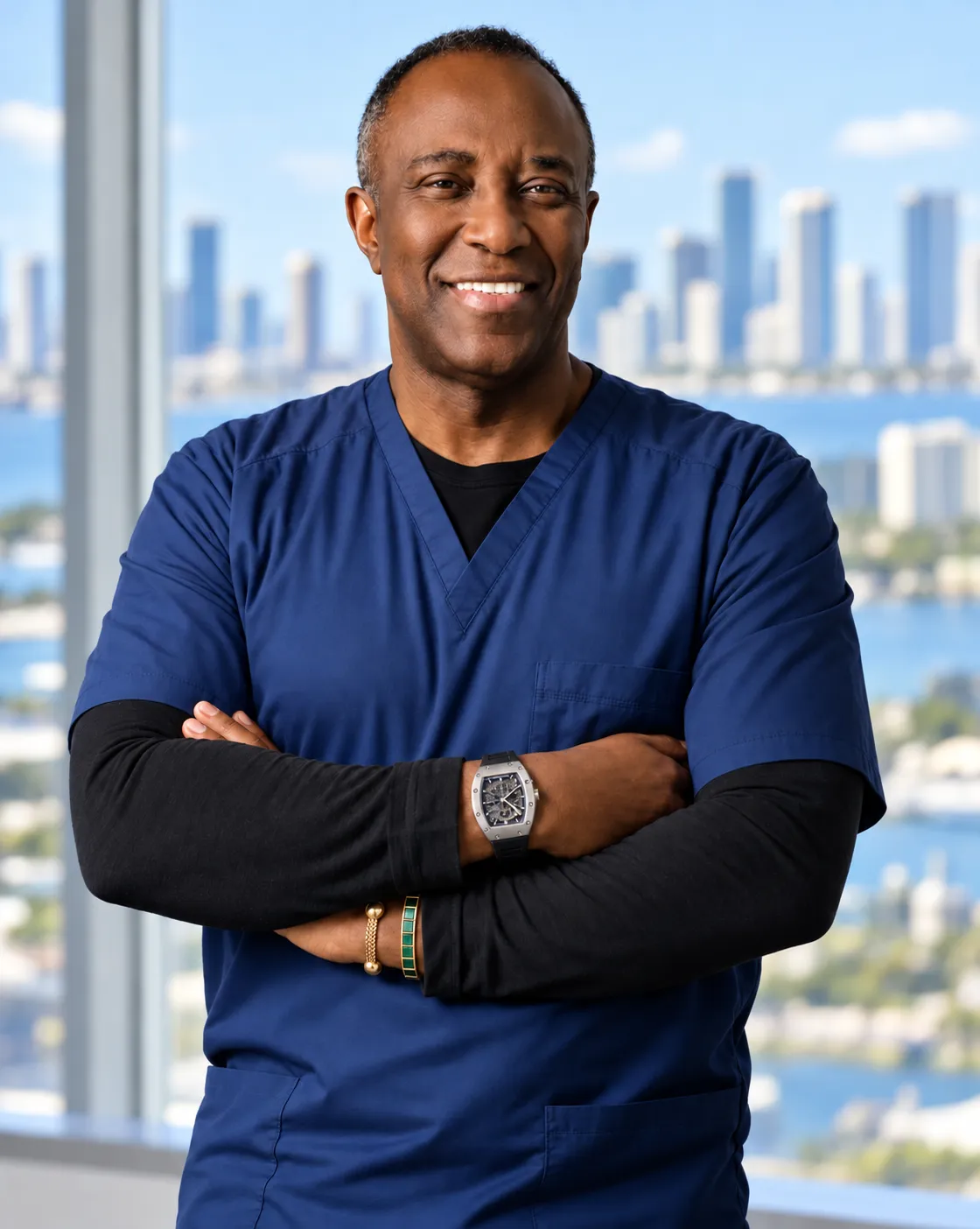 Professor Bankole A. Johnson, neuroscientist and psychiatrist, standing in his Miami clinic