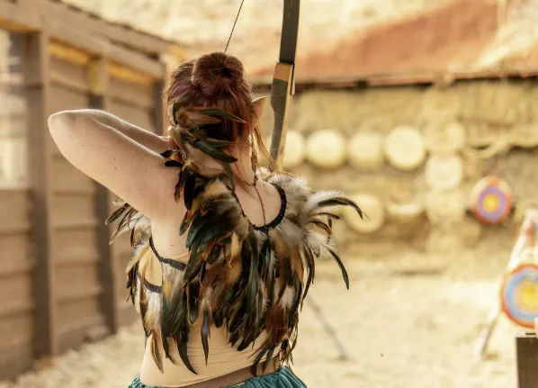 Archery target practice outdoors