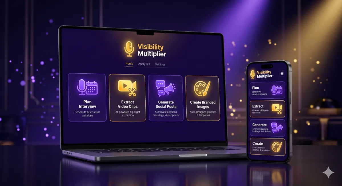 Visibility Multiplier App Interface Mockup
