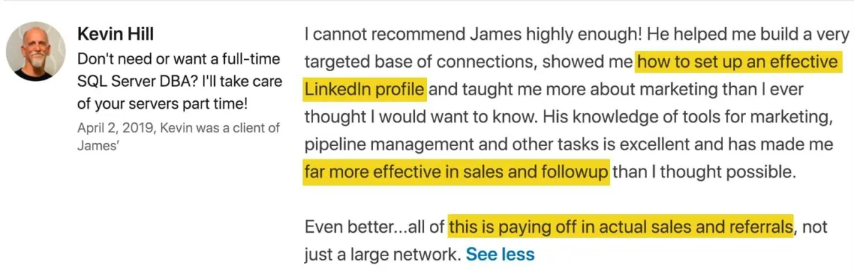 James Watson LinkedIn Recommendations