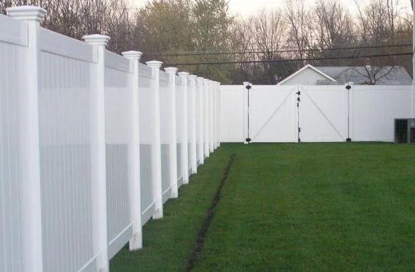 vinyl fences akron ohio - long whitefence with vinyl fence gate