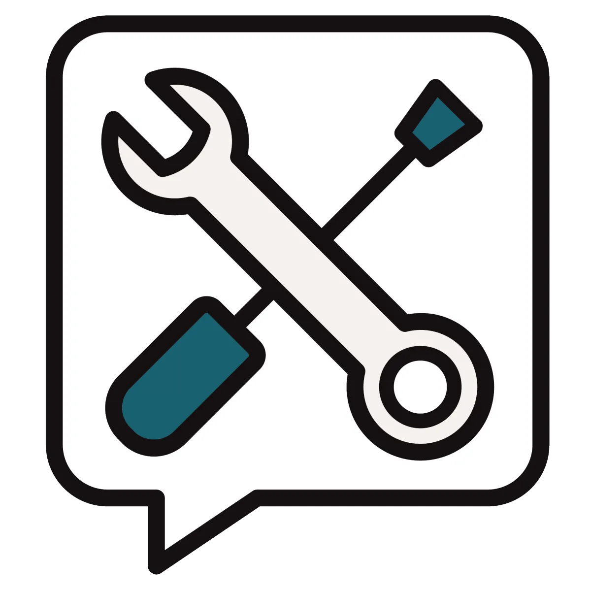 wrench and screwdriver in talk bubble icon