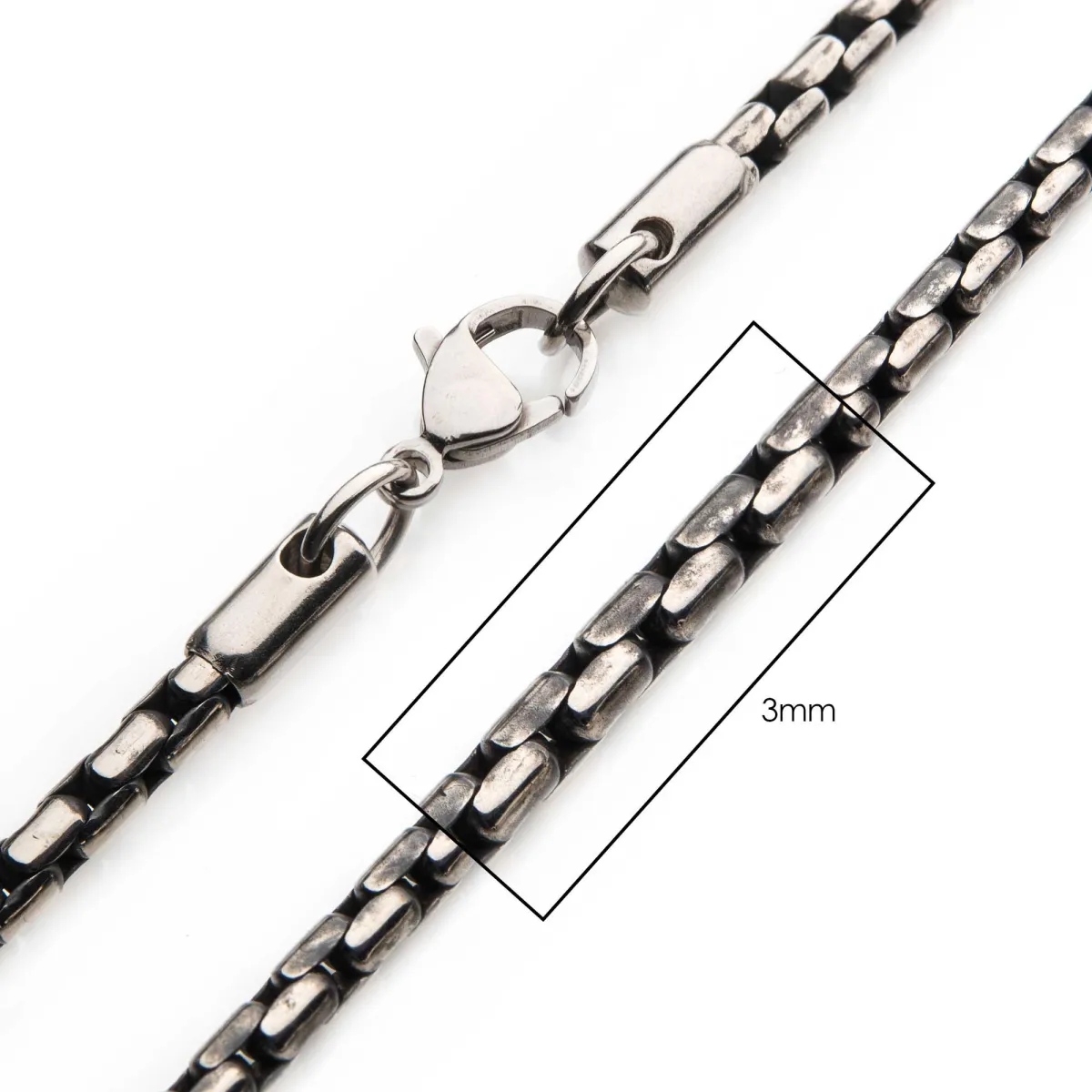 INOX Jewelry NSTC026K-24 Super Rope Stainless Steel Chain Black - 3 mm & 24 in.