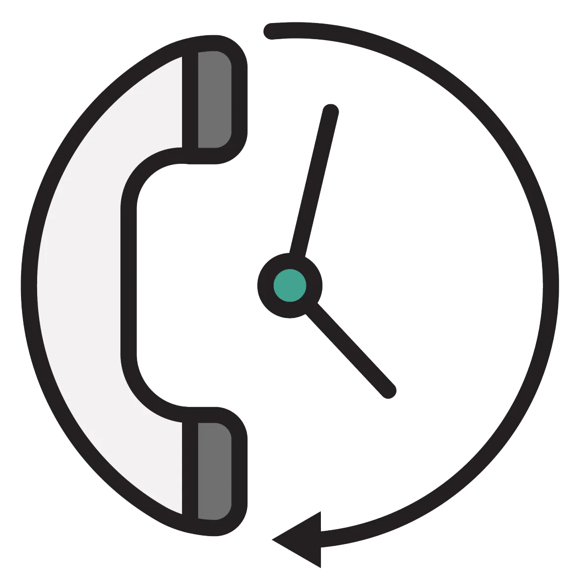 clock and phone icon